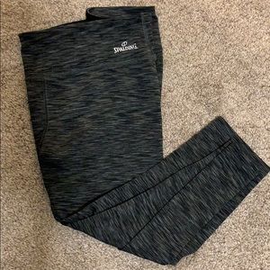 Cropped black and grey dry fit leggings